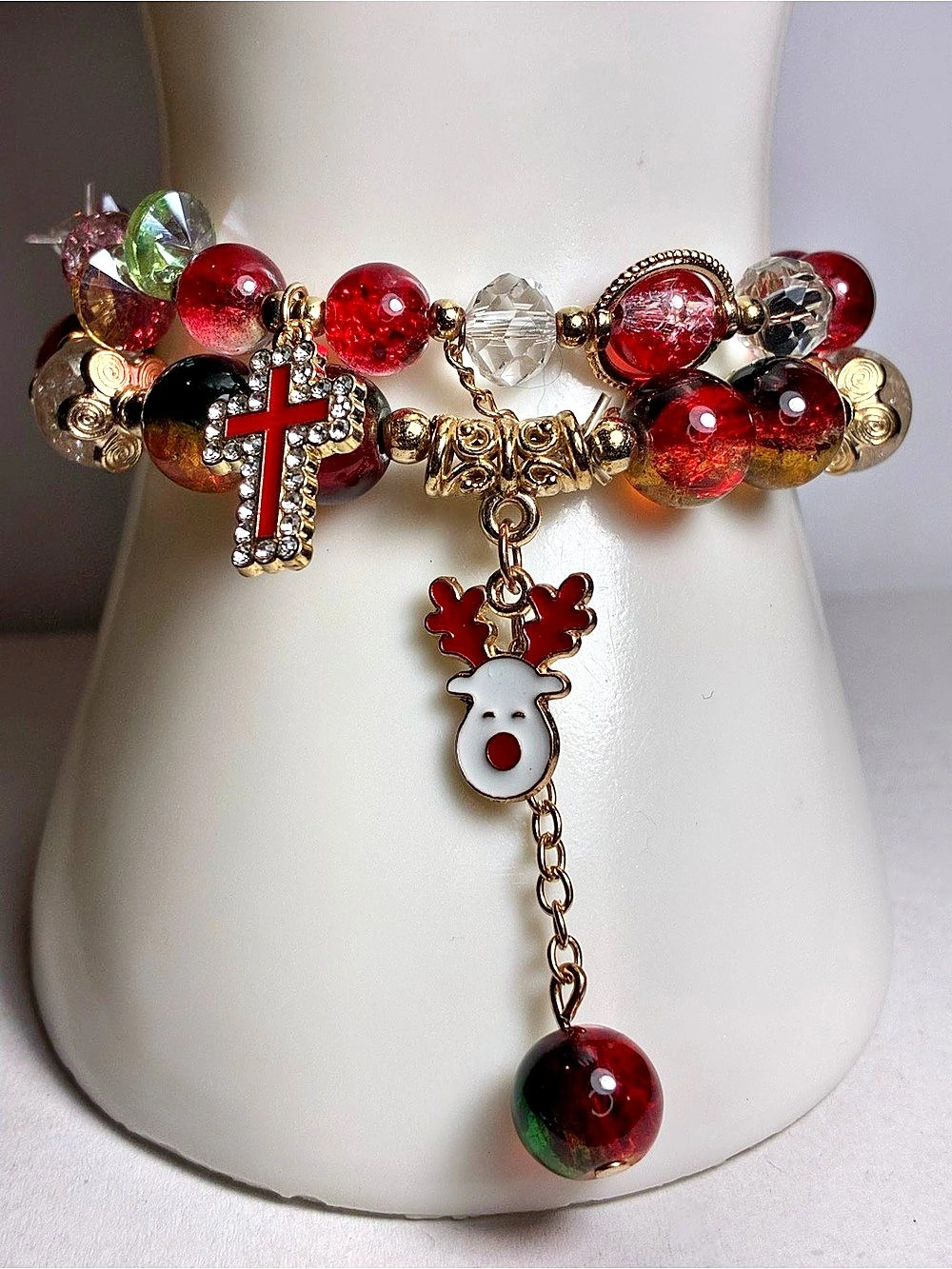 Red & Gold Holiday Charm Bracelet New Without Tags